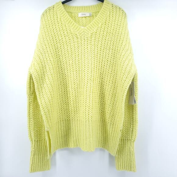 RD Cloth. Relaxed Boxy Cozy Oversized Candy Coated Lime Green Sweater Tunic M - Picture 3 of 16